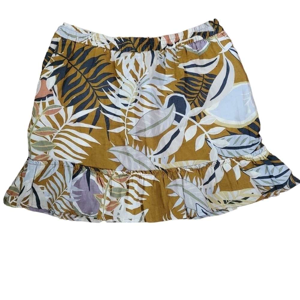 💕C&C California tropical linen ruffle skirt